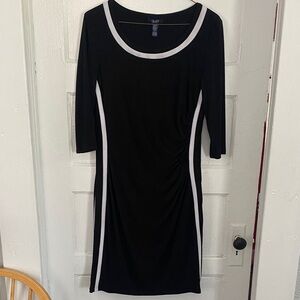 Chaps Black Dress with White Trim